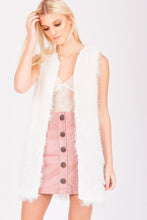 Load image into Gallery viewer, White Fluffy Long-line Gilet