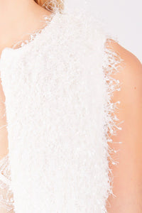 White Fluffy Long-line Gilet